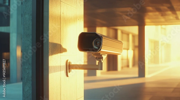 Obraz Security in the future motion-activated CCTV camera. Do a surveillance scan of the region. notion of innovation and technology. smooth loop of animation