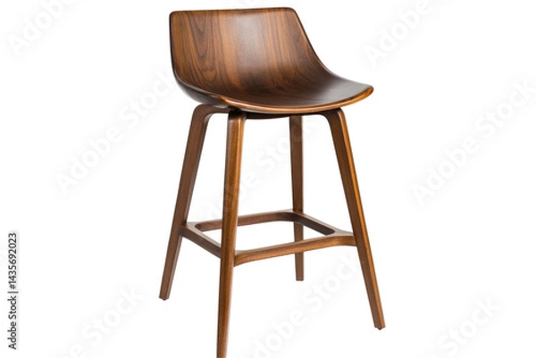 Fototapeta Contemporary Wood Barstool With Curved  isolated on a transparent background