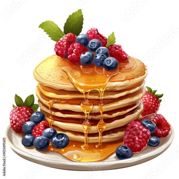 Obraz pancakes with berries PNG isolated on transparent background