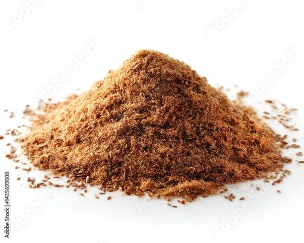 Fototapeta Closeup of Natural Ground Flax Fiber Powder on White Background for Healthy Dietary Use