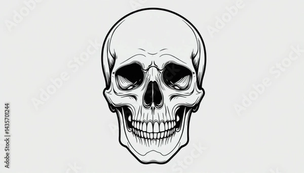 Fototapeta  vector of a detailed human skull, front view, only black lines, EPS format