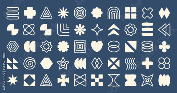 Fototapeta futuristic geometric shape element set minimalist retro vector design abstract logo element print and social media design