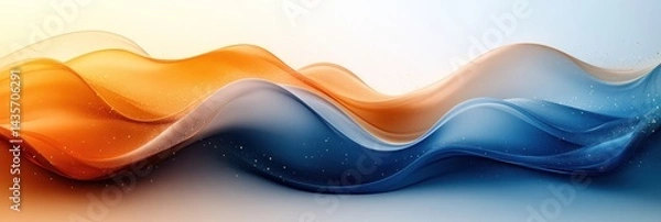 Fototapeta Dynamic abstract waves in orange and blue colors.