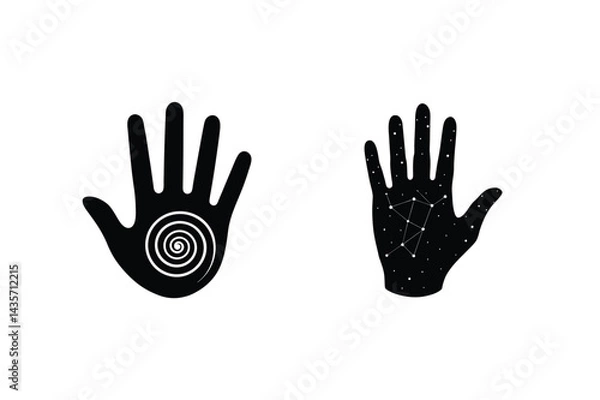Obraz Mystical Hand Illustrations With Spiral And Constellation Black And White Concept