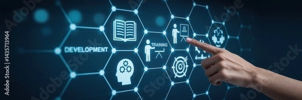 Fototapeta Interactive digital interface showcasing training and development.