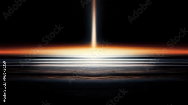 Obraz A digital art piece depicting a radiant, glowing line against a dark background, with a gradient of orange and red hues.