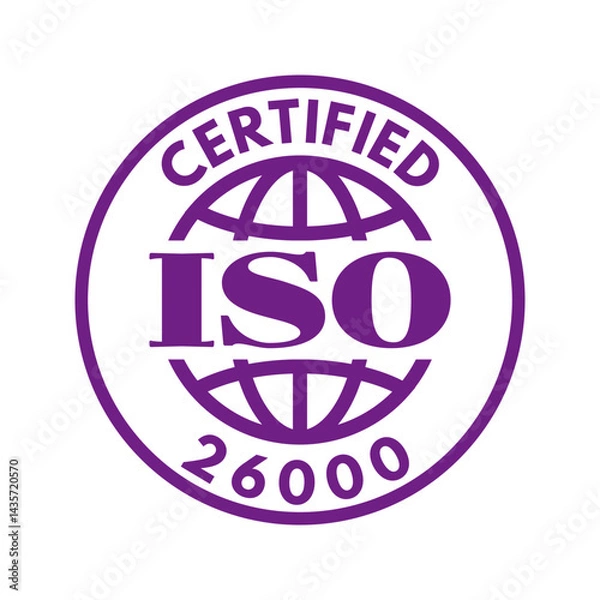 Obraz iso 26000 social responsibility certified, vector illustration isolated on white background