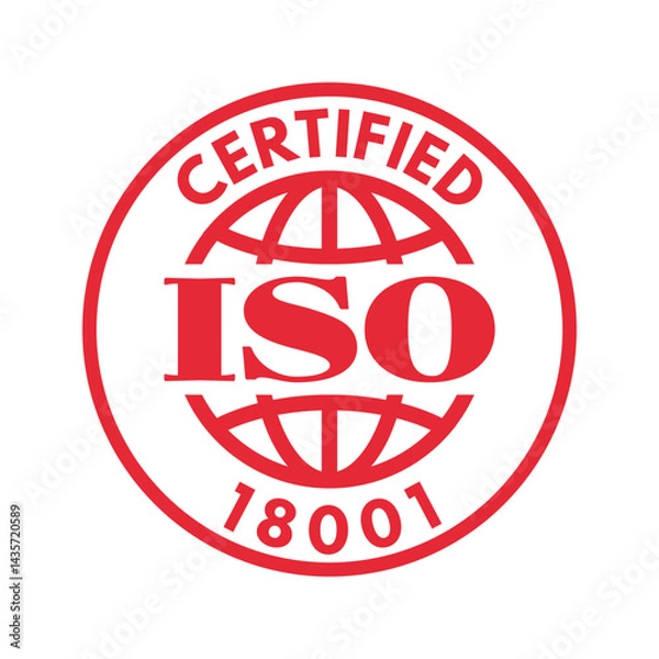 Obraz ohsas 18001 occupational health and safety management system certified, vector illustration isolated on white background