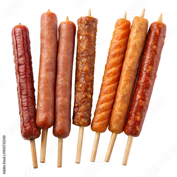Obraz set of sausages on a stick  no background in PNG format.	