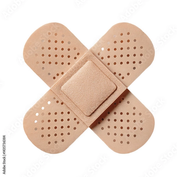 Fototapeta Adhesive Bandages Crossed in X Formation Isolated on Transparent Background
