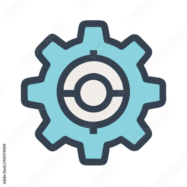 Fototapeta Simple blue gear illustration on black background for automation