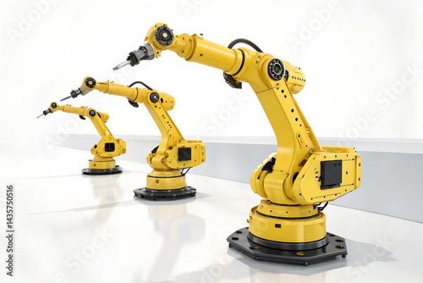 Fototapeta Industrial Robotic Arms in Manufacturing