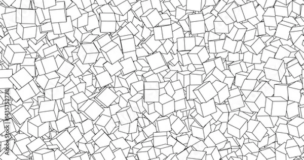Fototapeta Seamless pattern of isometric cubes in gray tones, creating the effect of chaotic heap. Minimalism style, geometric graphics, monochrome.