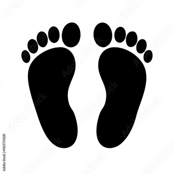Fototapeta Silhouette of a pair of footprints, representing steps or journeys taken