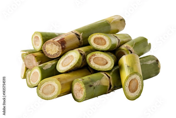Fototapeta Cut Sugar Cane Stalks with Cross Sections Isolated on Transparent Background
