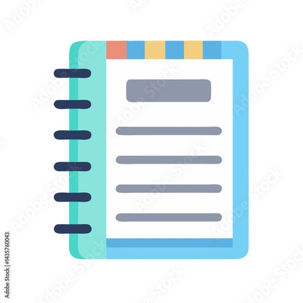 Fototapeta Flat vector illustration of an open notebook with dividers