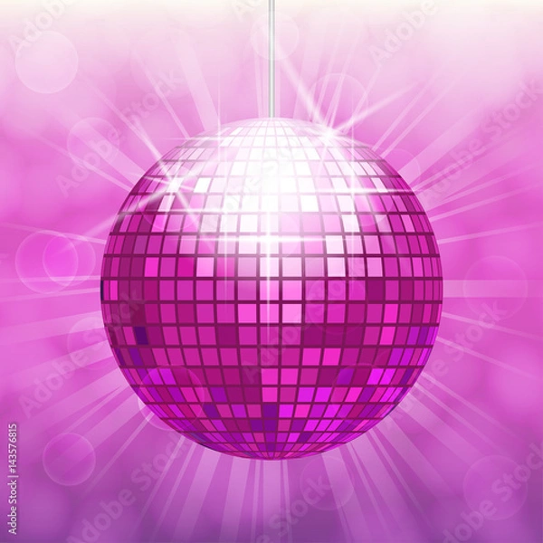 Fototapeta Disco ball isolated on bokeh background