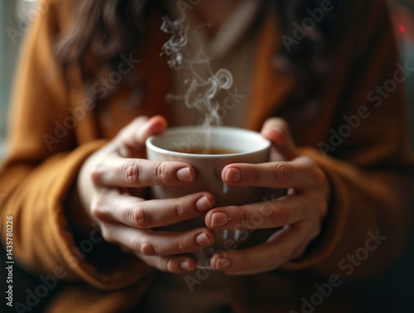 Fototapeta Warm Hands Holding Hot Tea