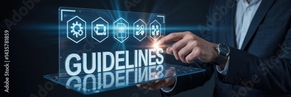 Fototapeta Interactive guidelines displayed on a digital tablet