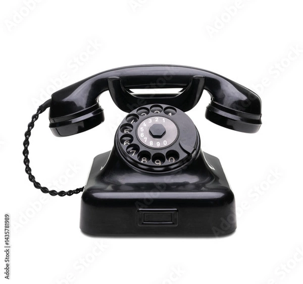 Fototapeta Old scratched telephone isolated on transparent background, png file