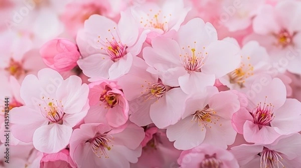 Fototapeta Cherry Blossom Branch with Pink Flowers in Bloom