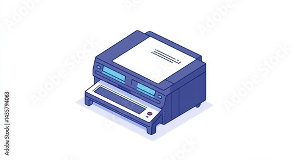 Obraz Cyan Printer Technology Office Equipment Illustration - Modern Design Vector Graphic