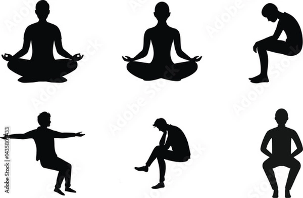 Obraz People silhouette vector sitting image set