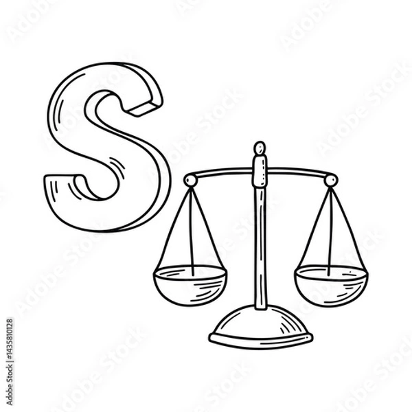 Fototapeta An illustration of letter S stand for Scale