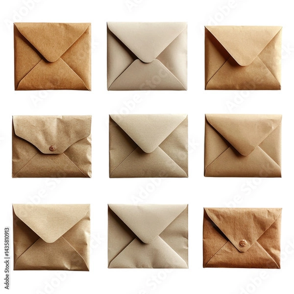 Fototapeta Envelopes isolated on transparent background.