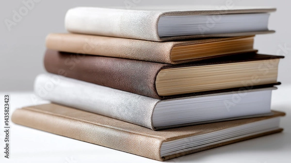 Obraz A stack of colorful hardcover books on a clean white background
