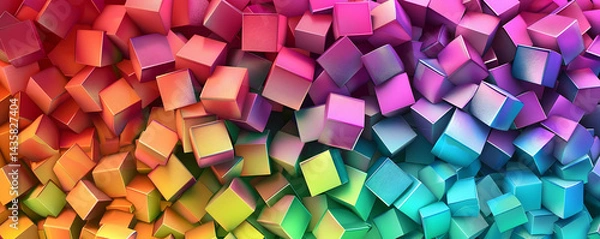 Fototapeta Colorful, 3d cubes in vibrant shades.