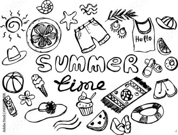 Obraz hand draw set of vacation beach