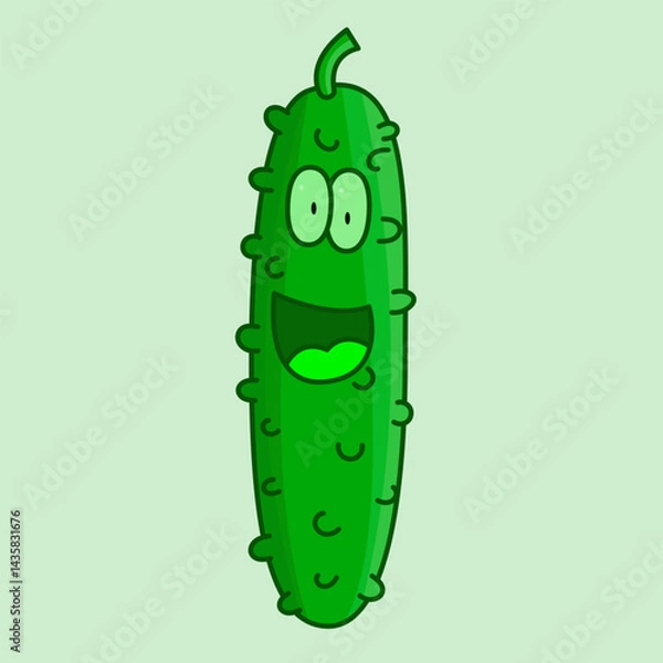 Fototapeta cucumber vegetables comic character. vector illustration