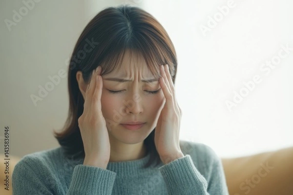 Obraz 悩む　頭痛　女性