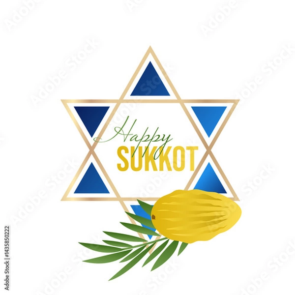 Fototapeta Happy Sukkot banner, background with text Happy Sukkot