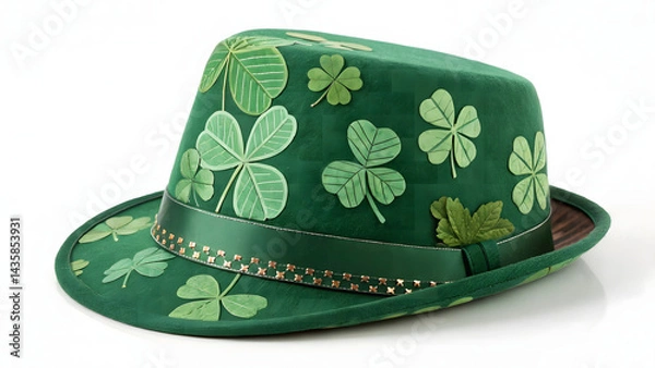 Obraz "Green Fedora Hat with Shamrock Pattern for St. Patrick's Day Celebration"