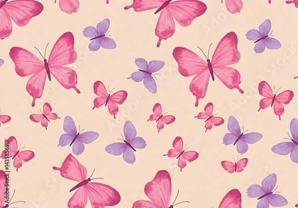 Fototapeta Pink & Lavender Flutter AI Generated