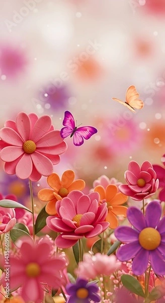 Fototapeta Pastel Bloom & Flutter AI Generated