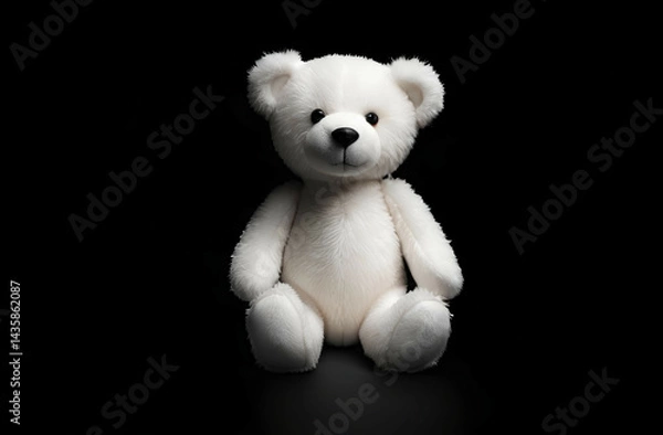 Obraz a white teddy bear on a black background