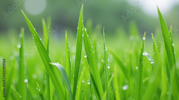 Obraz green grass with water drops