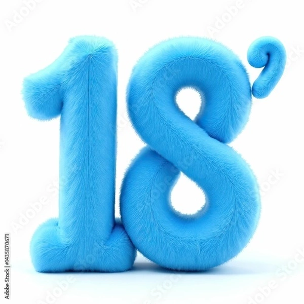 Fototapeta The large blue number 18 stands out as a fun decoration for a birthday party. This vibrant piece adds a joyful and festive touch to the celebration atmosphere