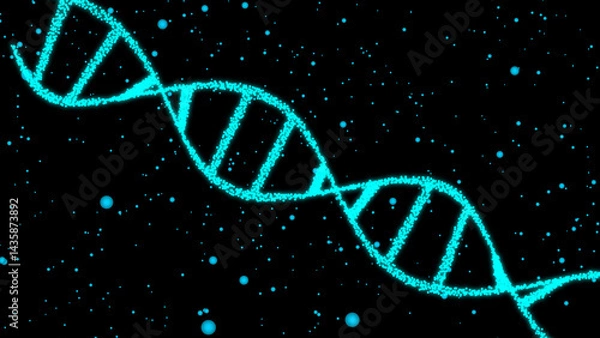 Fototapeta Spiral molecule of DNA Isolated on Black Background