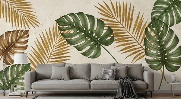 Fototapeta Golden Hour Tropics AI Generated
