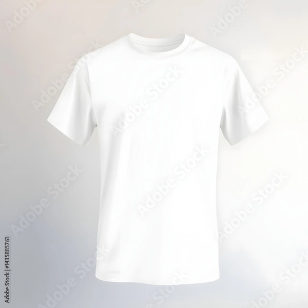 Fototapeta A promotional photograph of a plain white t-shirt, sharply focused against a softly blurred bokeh background featuring a smooth gradient transition. Seamless color blending ensures a clean aesthetic.
