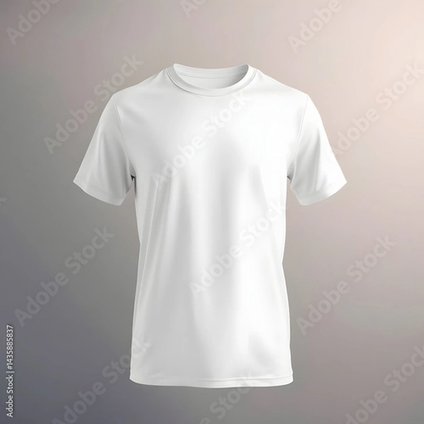 Fototapeta A promotional photograph of a plain white t-shirt, sharply focused against a softly blurred bokeh background featuring a smooth gradient transition. Seamless color blending ensures a clean aesthetic.