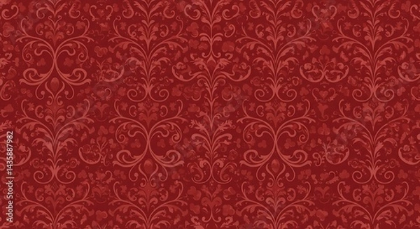 Fototapeta Crimson Damask Dreams AI Generated