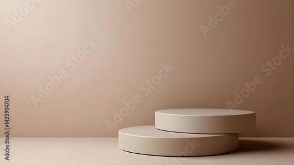 Fototapeta Minimalist Display Podium with Three Cylindrical Forms for Products