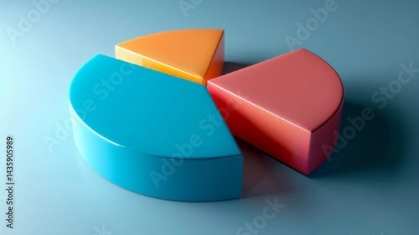 Fototapeta D pie chart with soft edges and well-defined parts, suited for clean presentations