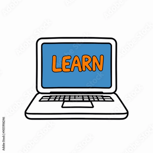 Obraz Laptop Screen Displaying Learn in Orange Text