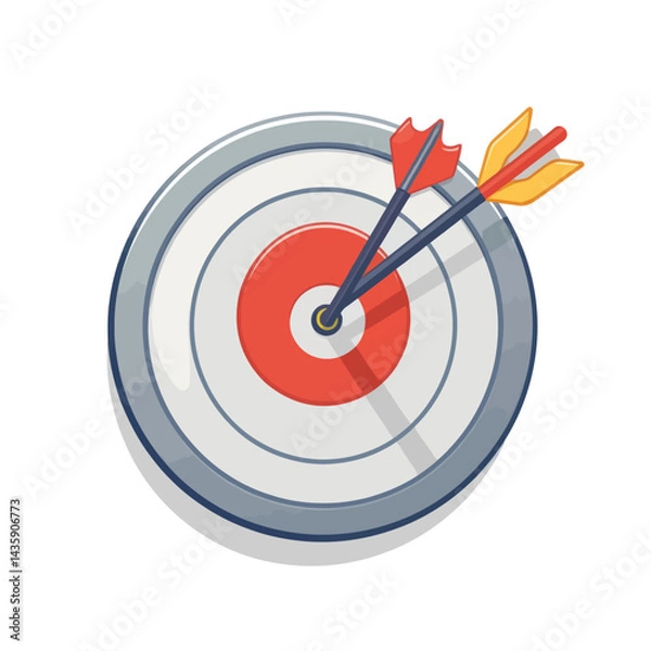 Fototapeta Pixel Art Target with Arrows: Red and Yellow Arrows Hitting Bullseye